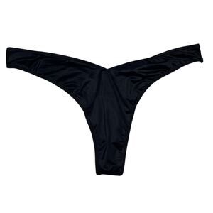 Victoria's Secret Smooth Strappy-Back High-Leg Thong Panty Black Size Large
